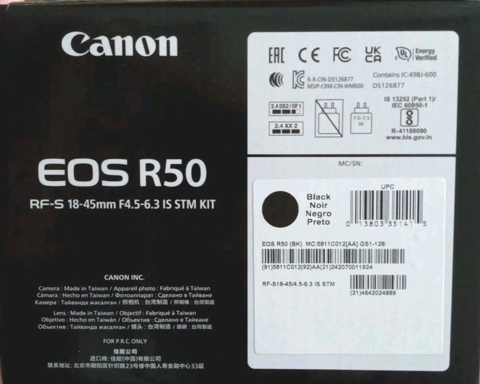 Canon EOS R50 Mirrorless Vlogging Camera with RF-S 18-45mm f/4.5-6.3 IS STM Lens Kit